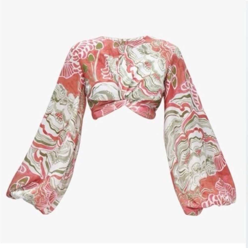 Andrea Iyamah Behati Abstract Mushroom Print Cropped Top Size XS NWT - Picture 3 of 10